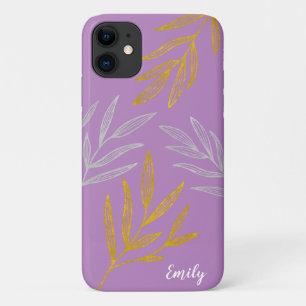 Gold and Silver Leaves Personalised Phone Case