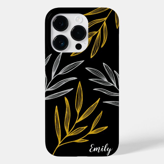 Gold and Silver Leaves Personalised Phone Case (Back)