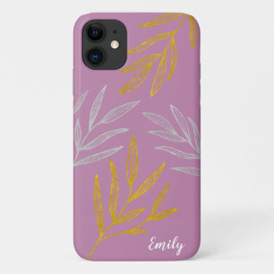 Gold and Silver Leaves Personalised Phone Case
