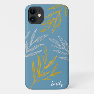 Gold and Silver Leaves Personalised Phone Case