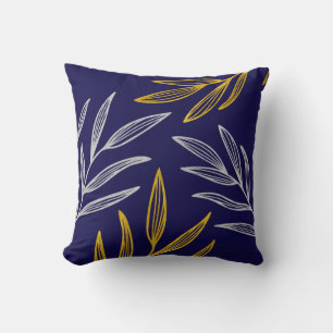 Gold and Silver Leaves Throw Pillow