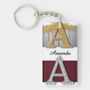 Gold and Silver Letter A Monogram Key Ring