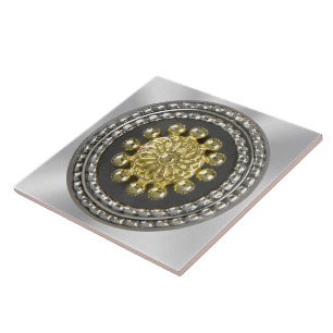 Gold and Silver Medallion Ceramic Tile