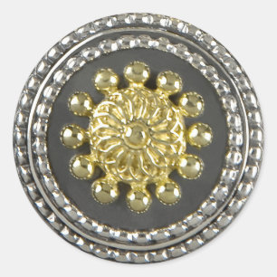 Gold and Silver Medallion Classic Round Sticker