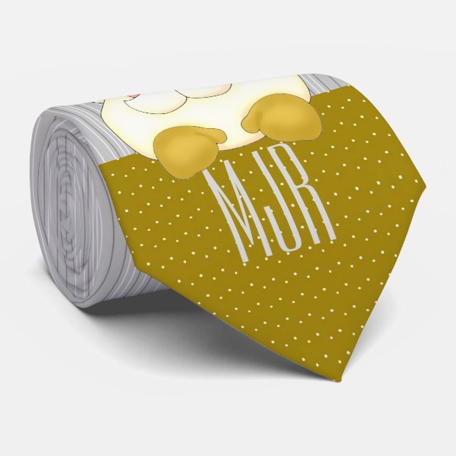 Gold and Silver Monogrammed Santa Tie (Rolled)