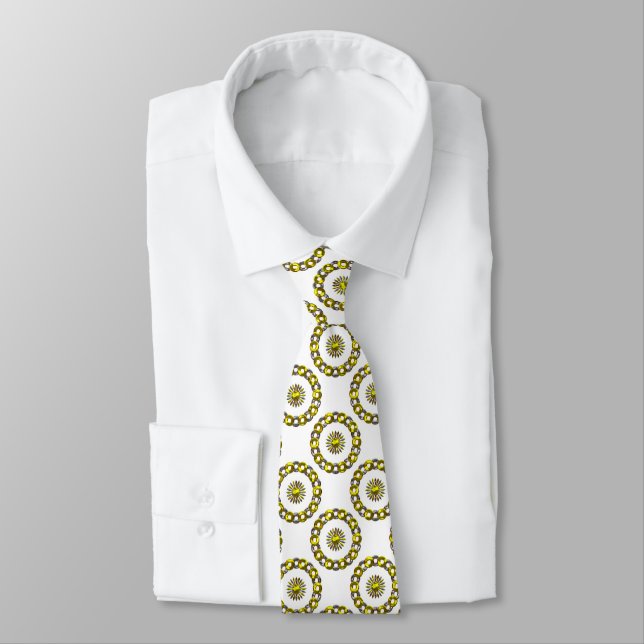 Gold and Silver Polka Dot Mandala Rings Pattern Ti Tie (Tied)