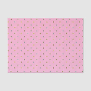 Gold and Silver Polka Dots on a Pink Background Tissue Paper