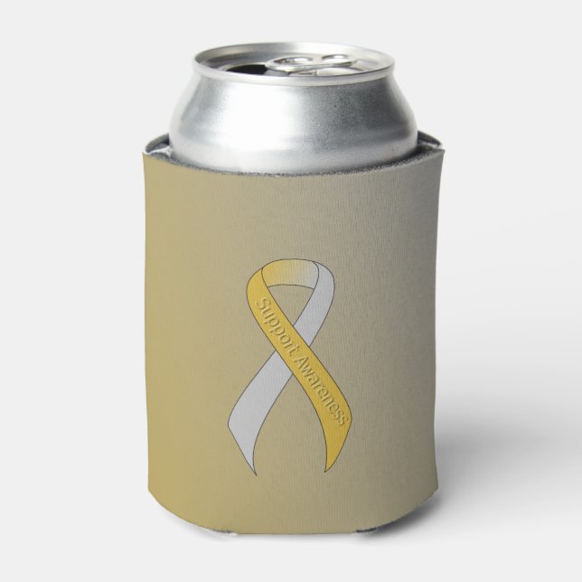 Gold and Silver Ribbon Support Awareness Can Cooler (Can Front)