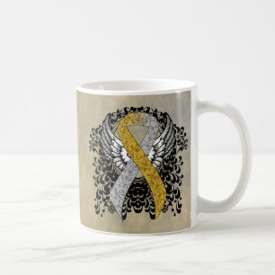 Gold and Silver Ribbon with Wings ribbon Coffee Mug