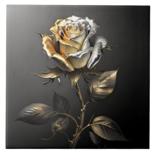 Gold and Silver Rose Metallic Effect Ceramic Tile