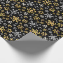Gold and Silver Snowflakes on Black Background
