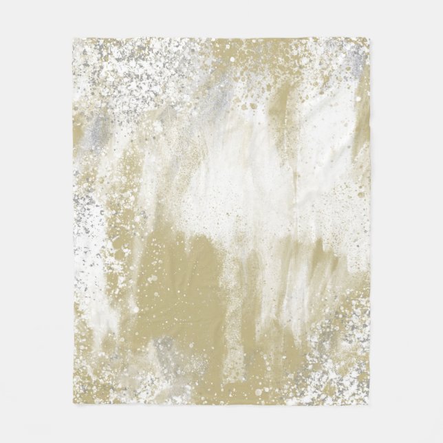 Gold and Silver Spattered  Fleece Blanket (Front)