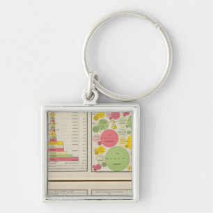Gold and Silver Statistical Charts Key Ring