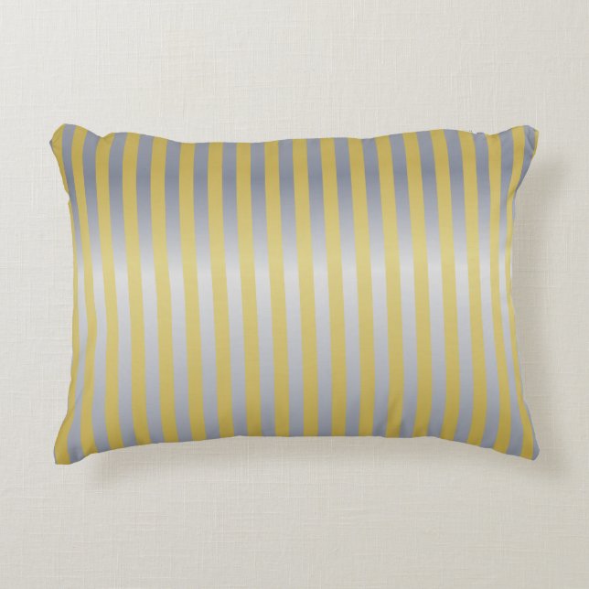 Gold and Silver (Stripes) Decorative Cushion (Front)
