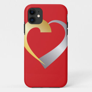 Gold and silver Valentine Heart iPhone 11 Case