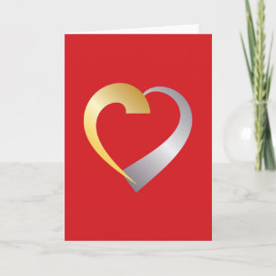 Gold and silver Valentine Heart Holiday Card