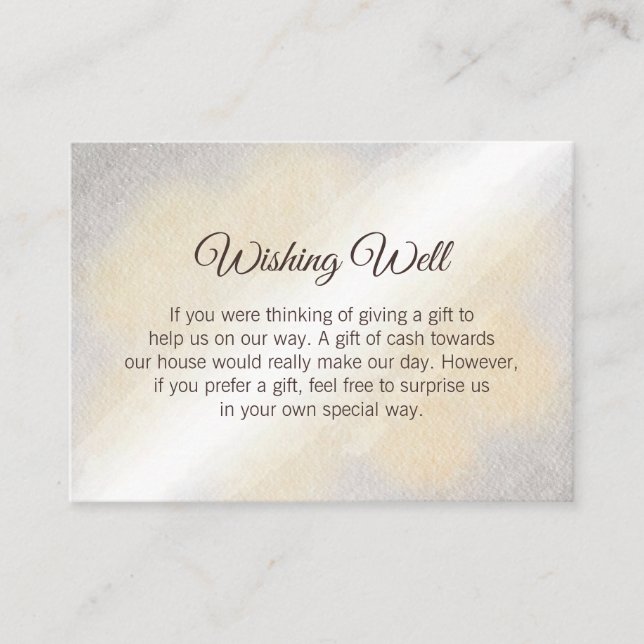 Gold and Silver Watercolor Wedding Wishing Well Enclosure Card (Front)
