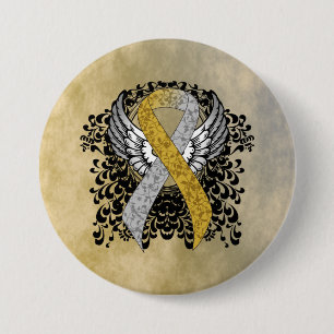 Gold and Silver with Wings 7.5 Cm Round Badge