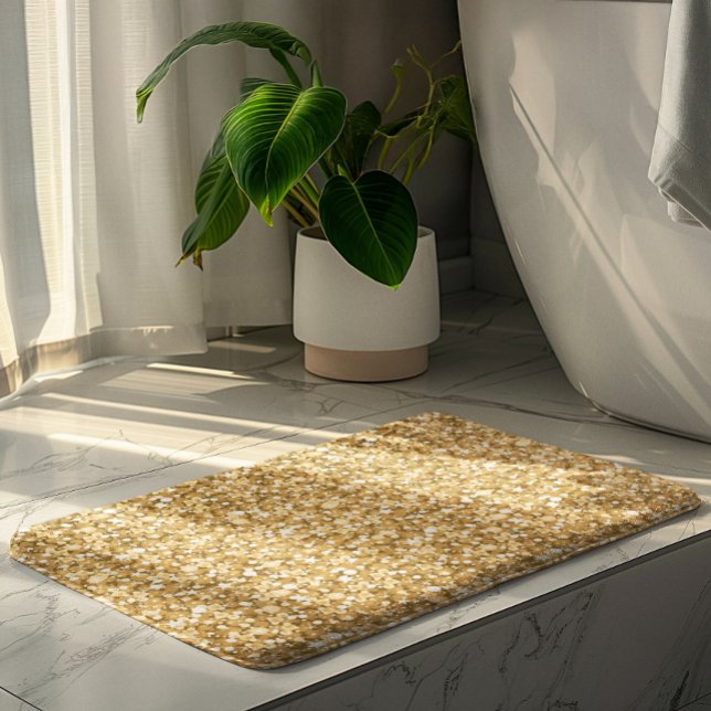 Gold And Sparkling White Glitter Pattern Bath Mat (Creator Uploaded)