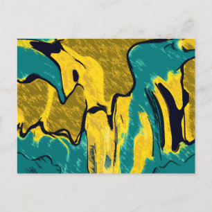 Gold and Teal Abstract Postcard