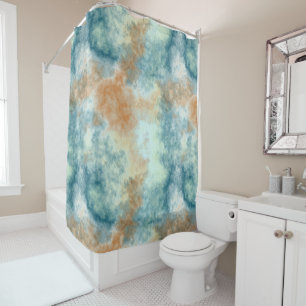 Gold and Teal Bath Shower Curtain