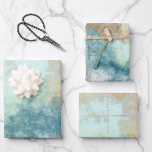 Gold and Teal Bath Wrapping Paper Sheet
