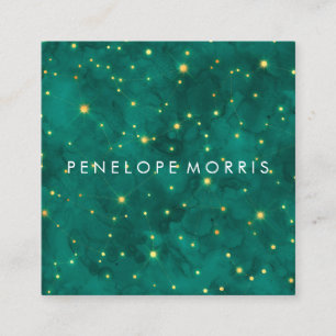 Gold and Teal Constellations Beauty Stylist  Square Business Card