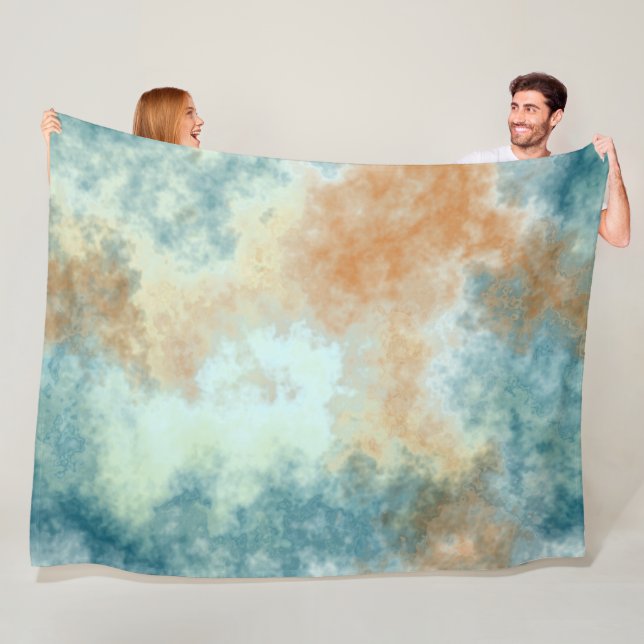 Gold and Teal  Fleece Blanket (In Situ)