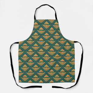 Gold and teal green Art Deco design with rhombuses Apron