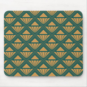Gold and teal green Art Deco design with rhombuses Mouse Pad