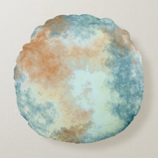 Gold and Teal  Round Cushion (Front)