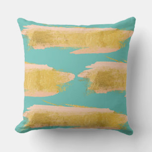 Gold and Teal Throw Pillow