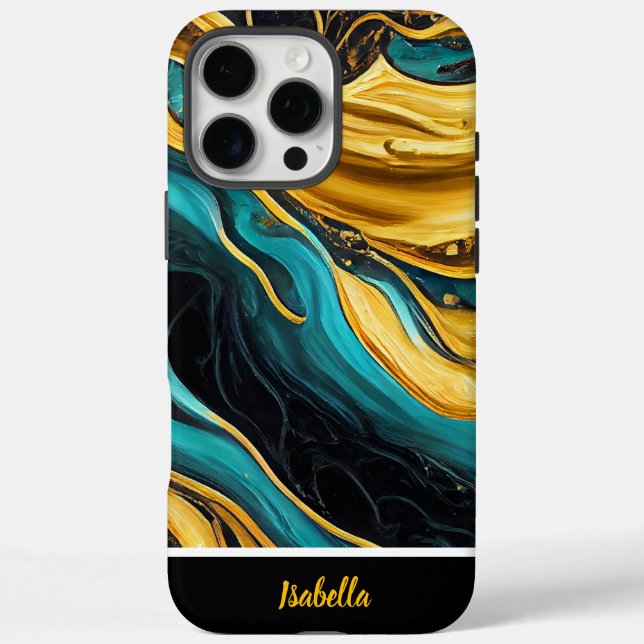 Gold and turquoise abstract art Case-Mate iPhone case (Back)