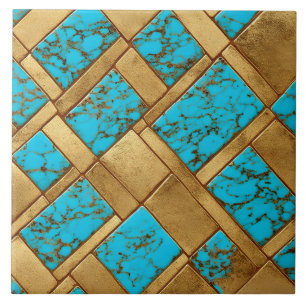 Gold and turquoise tiles - Coll. Turquoise