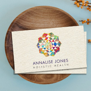 Gold and watercolor Sri Yantra  / Sri Chakra Business Card