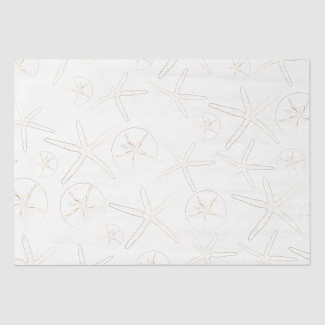 Gold and Whilte - Beach, Nautical Tissue Paper (Front)