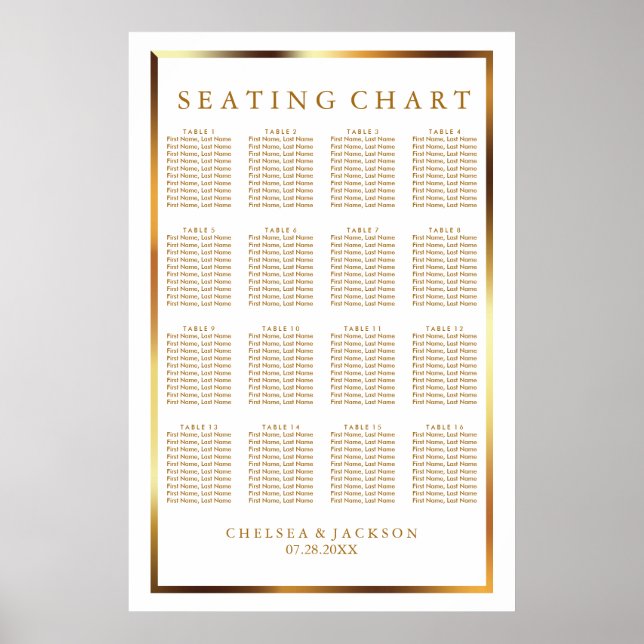 Gold and White - 16 Seating Chart (Front)