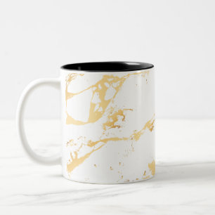 Gold and White Abstract Acrylic Painting Abstract  Two-Tone Coffee Mug