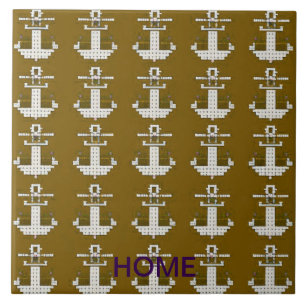 Gold and white abstract ceramic tile