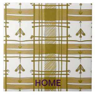 Gold and white abstract ceramic tile