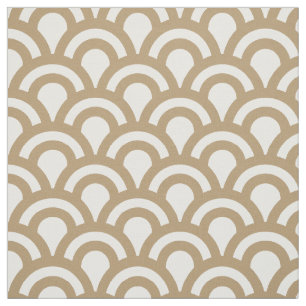 Gold and White Art Deco Fish Scale Pattern Fabric