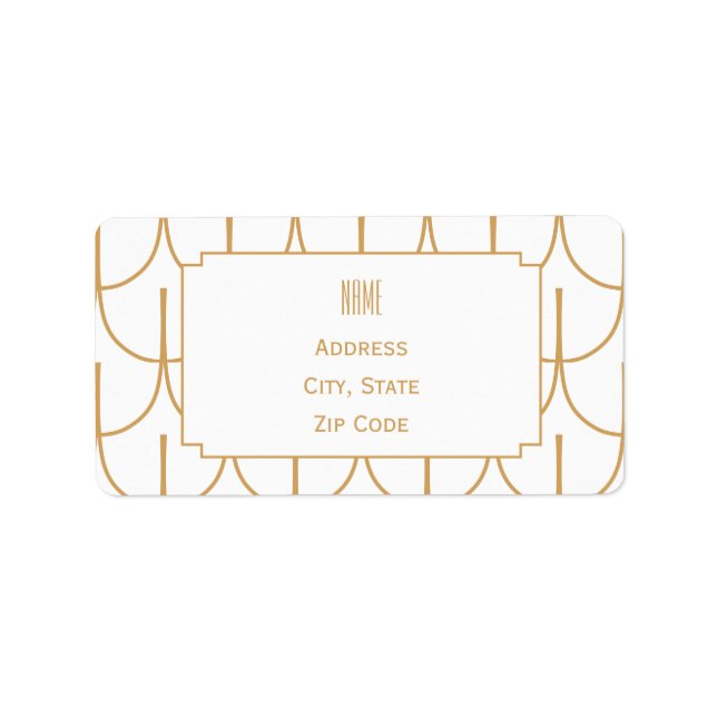Gold and White Art Deco Fish Scale Pattern Label (Front)