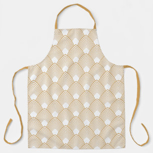 Gold and White Art Deco Pattern Apron