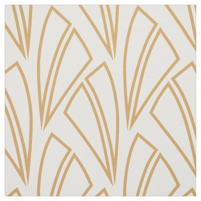 Gold and White Art Deco Pattern Fabric (Swatch)