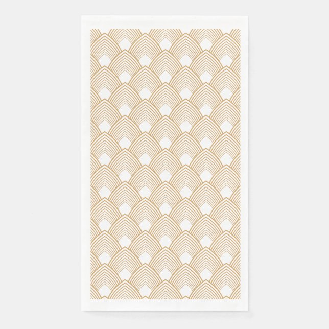 Gold and White Art Deco Pattern Napkin (Front)