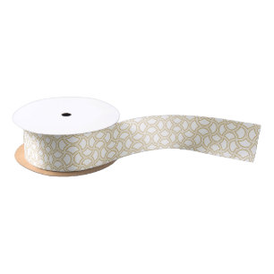 Gold and White Art Deco Pattern Satin Ribbon