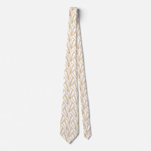 Gold and White Art Deco Pattern Tie