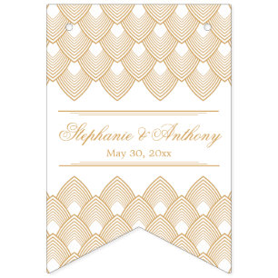 Gold and White Art Deco Pattern Wedding Bunting