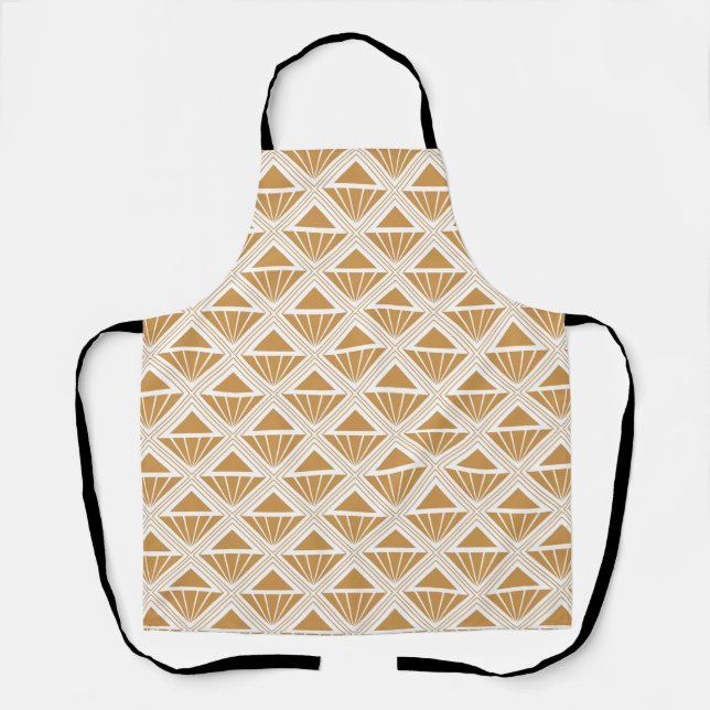Gold and white Art Deco pattern with rhombuses Apron (Front)