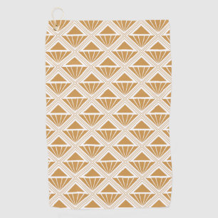 Gold and white Art Deco pattern with rhombuses Golf Towel